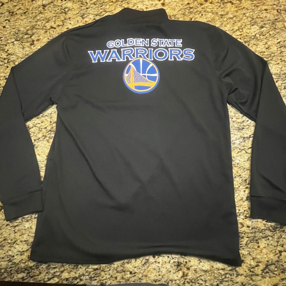 NBA Golden State Warriors Mens XL Quarter Zip Pullover Black Net-Dri Long Sleeve